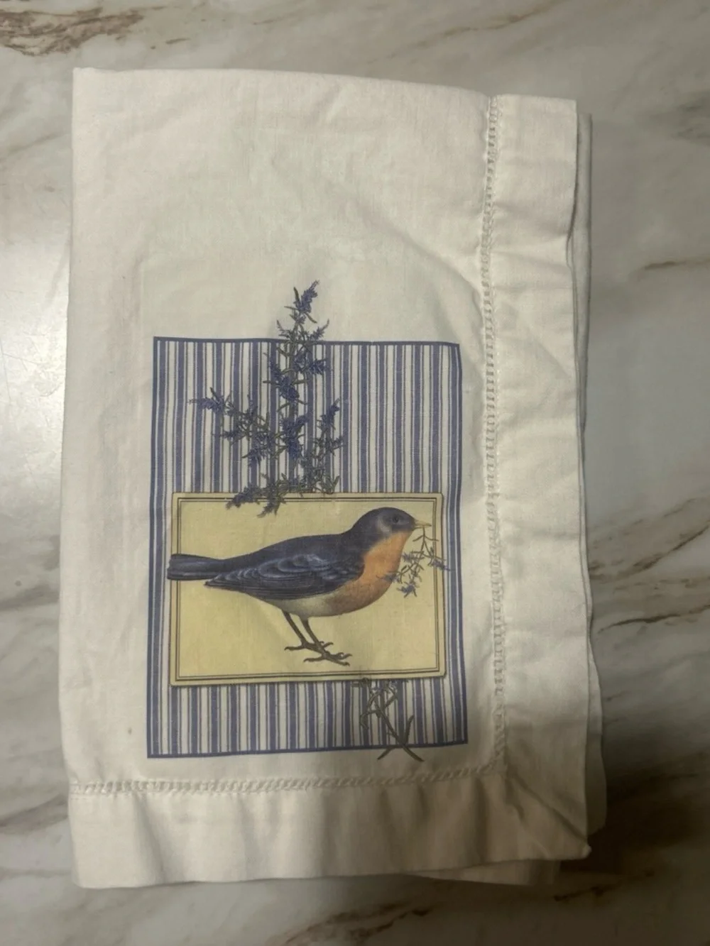 Vintage 4 Mary Lake-Thompson casual cotton napkins blue bird ticking edition